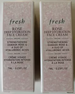 FRESH ROSE DEEP HYDRATION FACE CREAM MOISTURISER SET 2 X 7ML TRAVEL SIZES - Picture 1 of 2