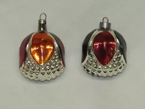 West German Bumpy Glass Flower Vintage Christmas Ornaments 1950's - Picture 1 of 9