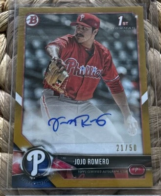 2018 Bowman - Prospect Autographs #PA-JR JoJo Romero GOLD 1st Bowman! - Image 1 of 2