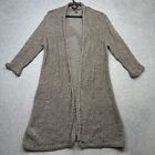 Eileen Fisher Tunic Cardigan Xl Brown Metallic Linen Blend Open Front Knit