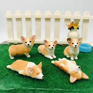 1:12 Scale Dollhouse Miniatures Cute Pet 5X Corgi Dog Animal Model Pocket Decora - Picture 1 of 12