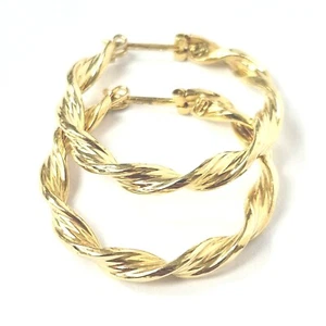 9ct Gold Twisted Hoop Earrings Snap Hallmarked 25.3mm High 26.1mm Wide 2.2g - Picture 1 of 15