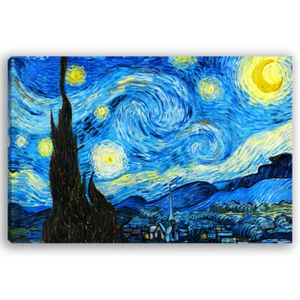 Van Gogh Canvas Frame Starry Night Wooden Frame Home Decor - Picture 1 of 6