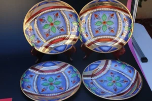 Royal Gallery Gold Buffet 4 Ornaments Salad Plates 8 1/2" All Blue - Picture 1 of 5