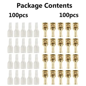 200pcs Insulated Female Spade Terminal. Electrical Crimp Wire Connectors 6.3 Mm - Picture 1 of 12
