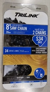 2-Pack TriLink Saw Chain 8 Inch S34 Pole Saw 14334X2TLW Echo Remington Poulan - Picture 1 of 4