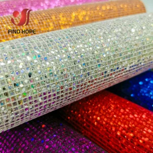 Plaid Sequin Glitter Fabric PU Leather For Sewing Clothing Packing Bag DIY - Picture 1 of 27