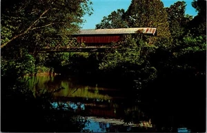 Postcard Talladega Alabama Riddle's Mill Covered Bridge Waldo Bridge Vintage - Picture 1 of 2