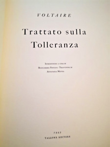 Voltaire Trattato sulla tolleranza Alberto TALLONE Editore RILEGATO 1 di 106
