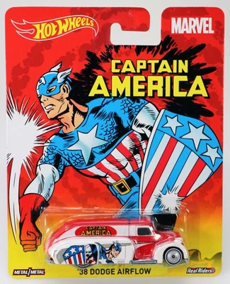 Dodge Airflow Marvel Capitán América Cultura Pop CFP59 NRFP 1:64 Hot Wheels '38 Foto 1 de 4