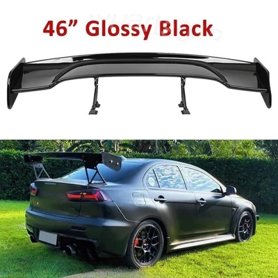 For Mitsubishi Lancer Evo Glossy 46" GT-Style Rear Trunk Spoiler Lip Racing Wing - Image 1 of 4