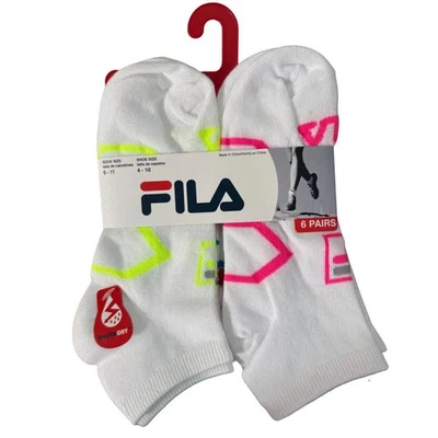 FILA 6 Pair Ladies Socks No-Show Low Cut Athletic Sports Fashion White 9-11 NEW - Image 1 of 4