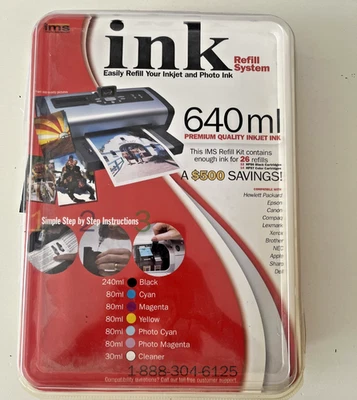 IMS Ink Refill System 640ml Premium Quality Inkjet Ink  HP-Epson-Canon-Lexmark+ - Image 1 of 2
