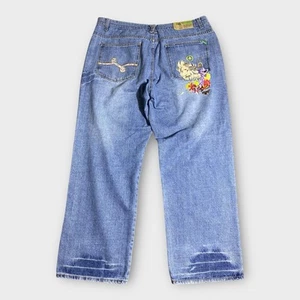 Jeans vintage Y2K 42 bordados LRG levantados grupo de investigación holgados patinador arte león - Imagen 1 de 24