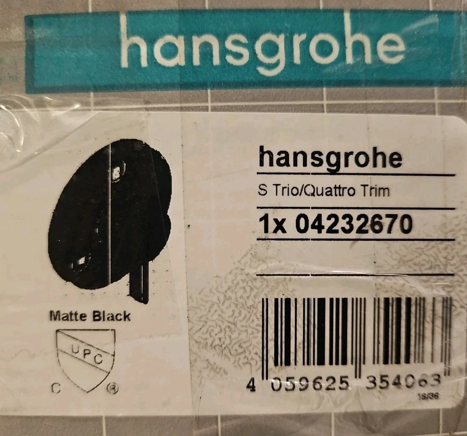 Hansgrohe 04232 Negro Mate S Trio/Quattro Desviador Borde - Menos Válvula Foto 1 de 1