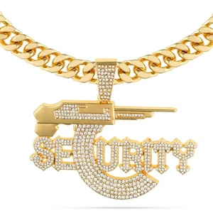 Großer Iced Security Luxus Anhänger 24" Kubanische Gliederkette Kette Party Hip Hop - Bild 1 von 17