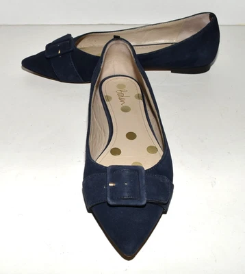 Boden синий замшевый заостренный носок с бантом скольжения на балетки Eur размер 39 США 8,5 M - Изображение 1 из 4