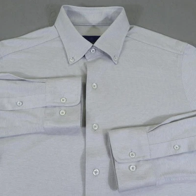 Camisa David Donahue Fusion Para Hombre 15 S/M Gris Claro Botón Delantero Manga Larga Foto 1 de 4