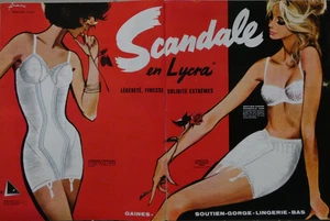 PUBLICITÉ PRESSE 1962 SCANDALE EN LYCRA CONBINÉ-FOURREAU SOUTIEN-GORGE LINGERIE - Picture 1 of 1