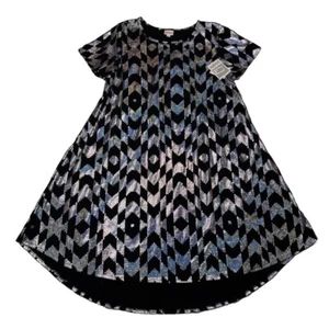 LuLaRoe Damen Kleid Carly 3XL Elegant Schwarz Silber Pailletten Schillernd 3X Neu mit Etikett - Bild 1 von 6