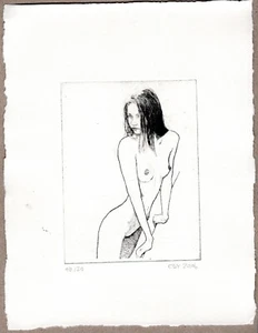 CBY Art - Akt Kaltnadelradierung Original 19/20 Radierung erotik Frau KUNST xxx - Bild 1 von 1