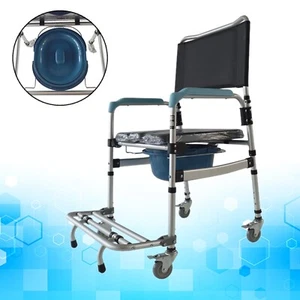 Silla Inodoro Transporte 150kg Capacidad Peso con Frenos para Ancianos y Discapacitados - Imagen 1 de 14