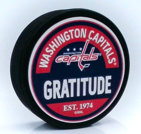 Washington Capitals Gratitude Puck w/Engraved 3D Texture & NHL Team Graphics Cover