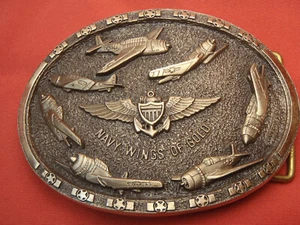Navy Wings of Gold Sterling Silver 145 GRAM Mariposa Limited Edition Belt Buckle - Picture 1 of 11