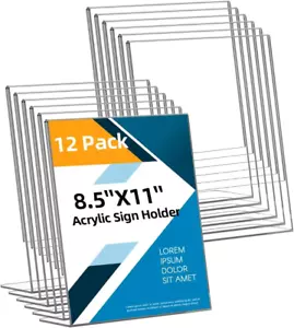 12 Pack Acrylic Sign Holder 8.5X11 Inches, Clear Plastic Table Paper Display Sta - Picture 1 of 7