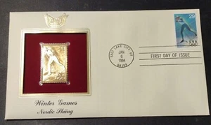 Olympic FIRST DAY ISSUE 29 CENT STAMP GOLD Winter Games Nordic Skiing Salt Lake - Picture 1 of 4