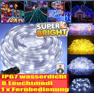 LED Lichterkette 10M/20M/30M/50M/100M Beleuchtung Strom Außen Innen Weihnachten - Bild 1 von 28