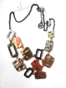 ERICA LYONS designer signed Multicolor Metal Statement Necklace 18" - Picture 1 of 9