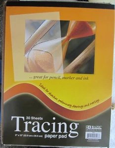 Lot of two pads(2),Bazic 30 ct, 9" x 12" Tracing paper pads, quality paper(60pg) - Picture 1 of 3