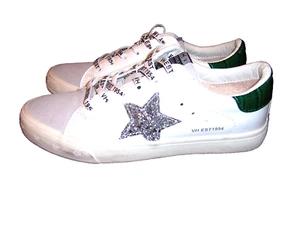 Designer Vintage Havana Brand Glitter Womens Leather Sneakers w/Logo Laces 8.5 - Picture 1 of 6