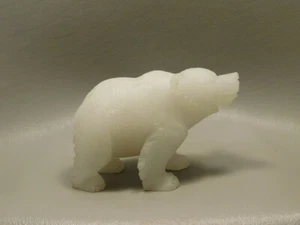 Polar Bear Figurine Gemstone Animal Carving White Marble #O2 - Picture 1 of 9