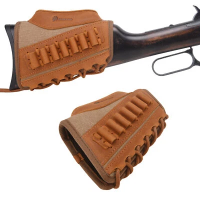 WAYNE' S DOG Leather Buttstock Cheek Rest Riser Cartridge Ammo Shell Holder .30/30 .22LR .308