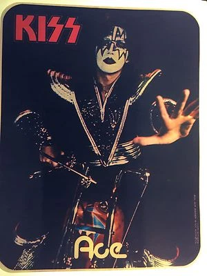 vTg AUCOIN Orig KISS 1976 ACE FREHLEY LOVE GUN ROCK CONCERT t-shirt iron-on NOS - Image 1 of 2
