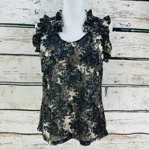Converse One Star Damen Top schwarz elfenbein transparent Blumen ärmellos Rüschen Small - Bild 1 von 9
