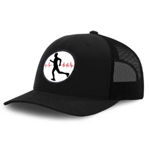 Patch Hat Trucker Baseball Cap My Heart Beats for Running Sport Olympics Cotton - Picture 1 of 37