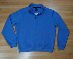 FootJoy FJ Men's L 1/4 Zip Pullover Sweater Golf M Neck Blue Ribbed Knit