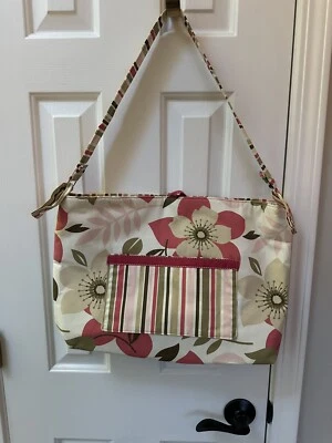 NUEVO Bolso de Pañales Hecho a Mano Personalizado Bolso de Mano Rosa y Verde Floral Rayas Cambiador Pad Foto 1 de 4