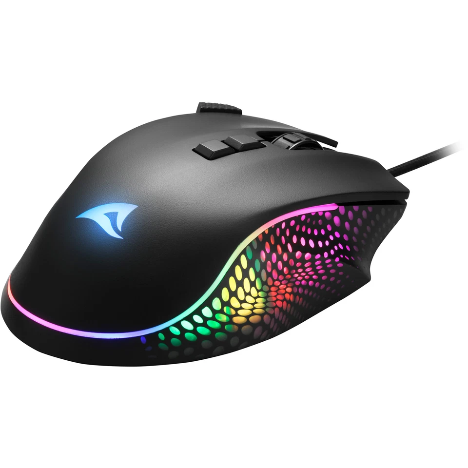 Sharkoon SHARK Force 3, Gaming-Maus, optisch, 12800dpi, USB, 8 Tasten, schwarz - Bild 1 von 4