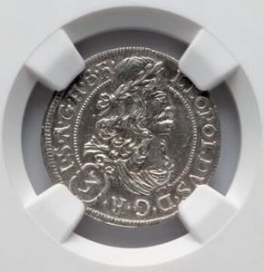 Austria 1692-CS Leopold I 3 Kreuzer - NGC MS63 - AMAZING QUALITY HOGMOUTH MINOR! - Picture 1 of 4