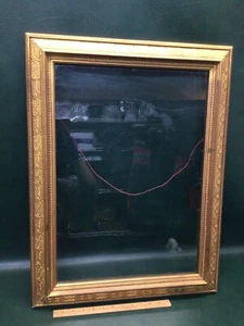 Victorian Picture Frame Gold Gilt Ornate Gesso w/ Glass ~ Fits 15-1/4" x 21-1/2" - Picture 1 of 11