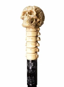 Gehstock Totenkopf Elfenbein - Edler Gehstock für Gothic, Fantasy- und Vampir - Bild 1 von 2