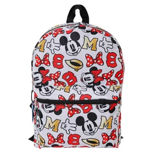Disney Mickey and Minnie Mouse 16" All Over Print Backpack School bag, White - Picture 1 of 3