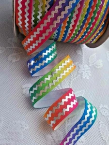 Zig Zags Print Foe Fold Over Elastic Ribbon Headbands Crafts Sew Dress UK 16 MM - Picture 1 of 2