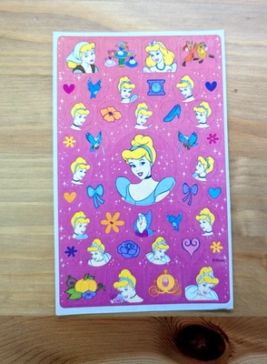 Hoja de pegatinas vintage Sandylion Disney Cenicienta rosa bonita princesa Foto 1 de 2