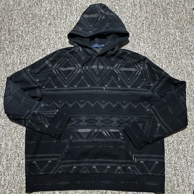 Pulôver Polo Ralph Lauren com capuz masculino 2XL preto cinza sudoeste asteca - Imagem 1 de 4
