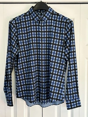 Mizzen and Main Men's Leeward Trim Fit Button Up Shirt Blue Black Plaid sz Med - Image 1 of 4